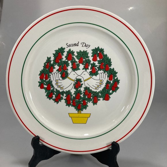 Sally Merwin 12 Days of Christmas Taylorton Potteries Dinner Plate Second Day - Picture 1 of 4
